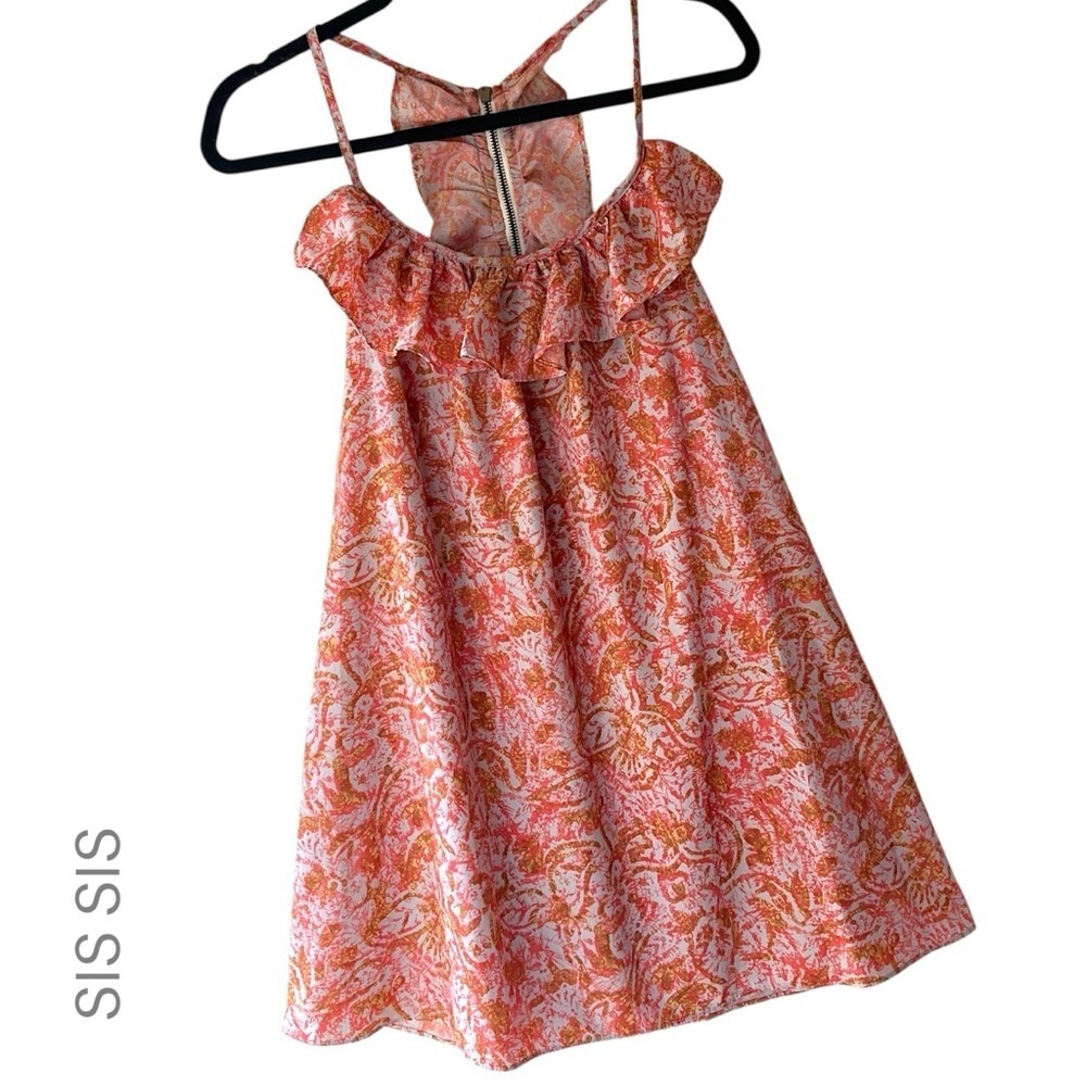 SIS SIS | NWOT | RACERBACK MINI RUFFLE DRESS TUNIC EXPOSED ZIPPER  | SMALL